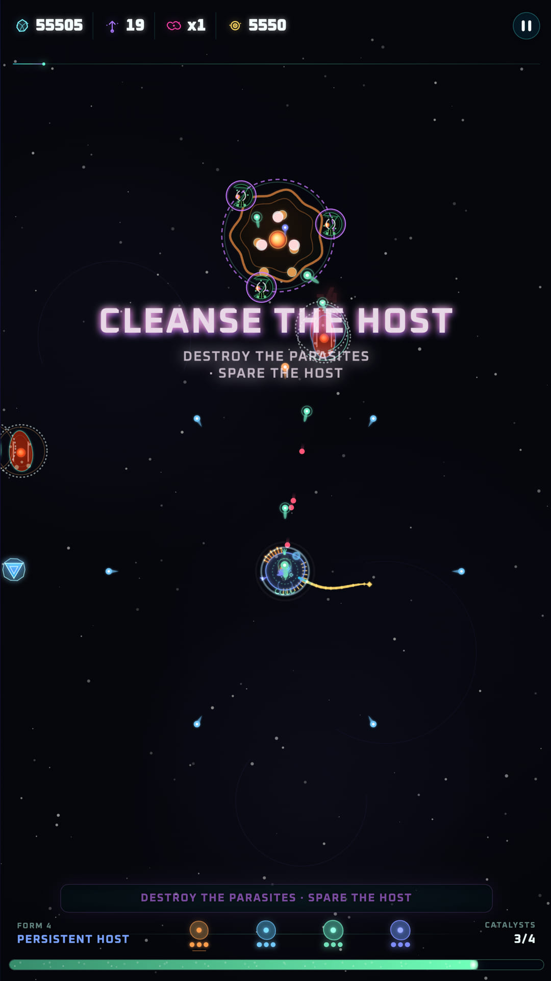 The Cleanse the Host objective announcing itself mid-run